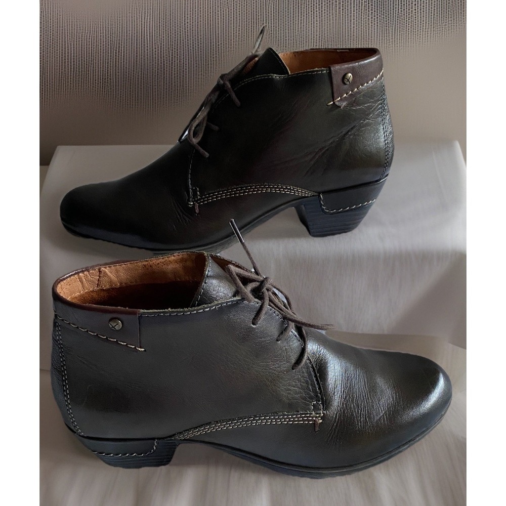 PIKOLINOS Leather Oxford Heels Olmo Bronze Minimalist Lace-up Shoes 39 / 8.5